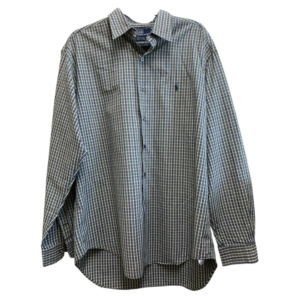 Polo by Ralph Lauren Men’s Button Down Shirt in Blue/Green Plaid Size Large